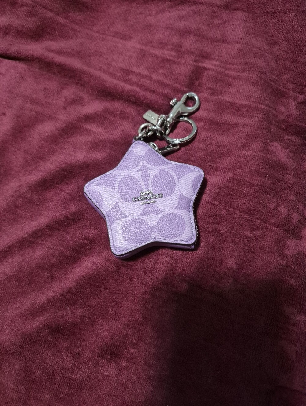 Coach Lavender Signature Star Keychain Charm